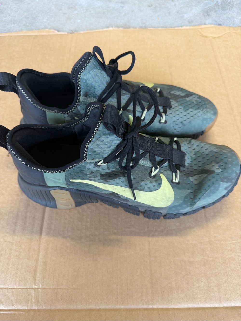 Nike Green Camo Trail Running Shoes with Black Accents